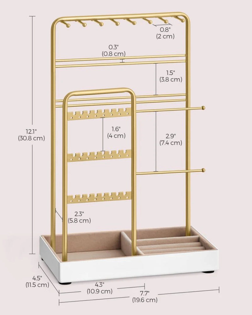 Smykkeholder i metal med dobbelt ophæng og velourbakke, produktvisning 12 | Noreva Home