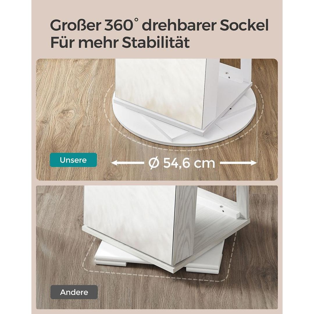 Smykkeskab med Spejl – Stående Opbevaringsskab til Smykker og Tilbehør – produktvisning 9 | Noreva Home