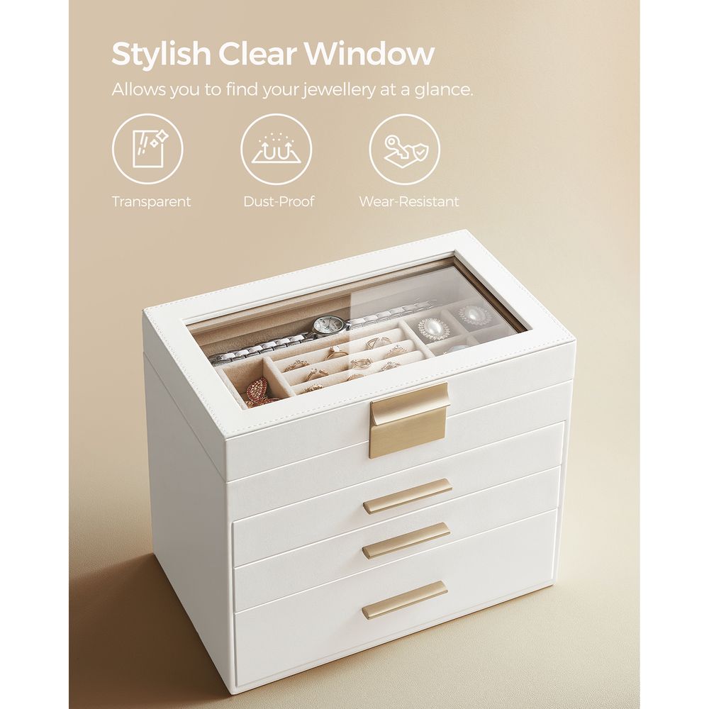 Smykkeskrin med glaslåg, 4 eller 6 lag og velourforing, produktvisning 15 | Noreva Home
