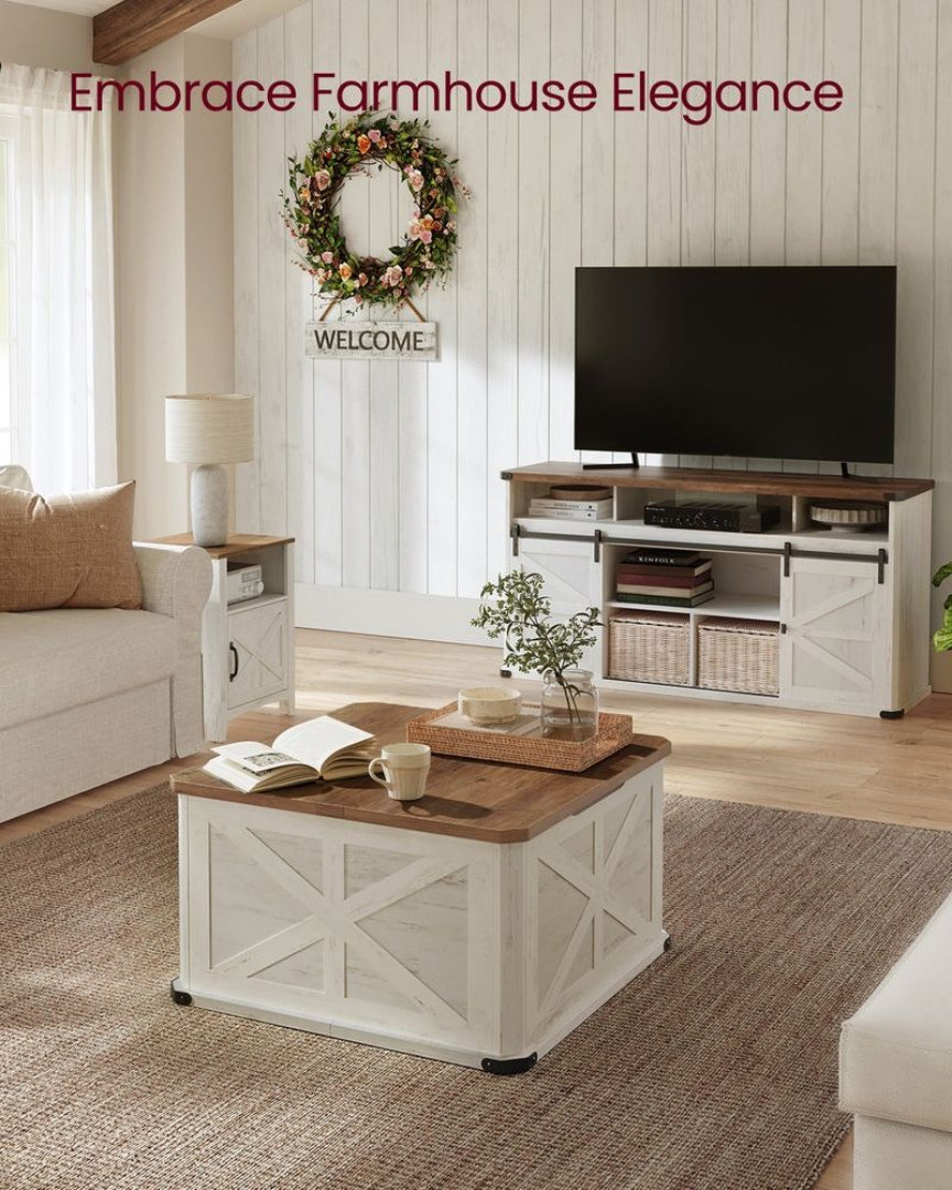 Sofabord i landstil med skjult opbevaring og to vippelåg, produktvisning 7 | Noreva Home