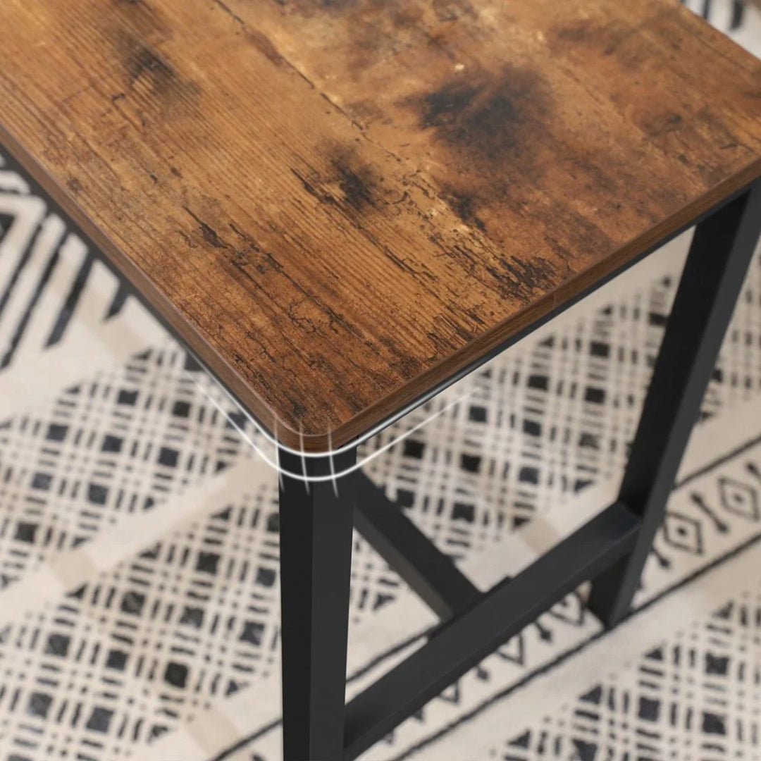 Spisebordsbænk i rustikt træ med metalstel, sæt med 2, produktvisning 5 | Noreva Home