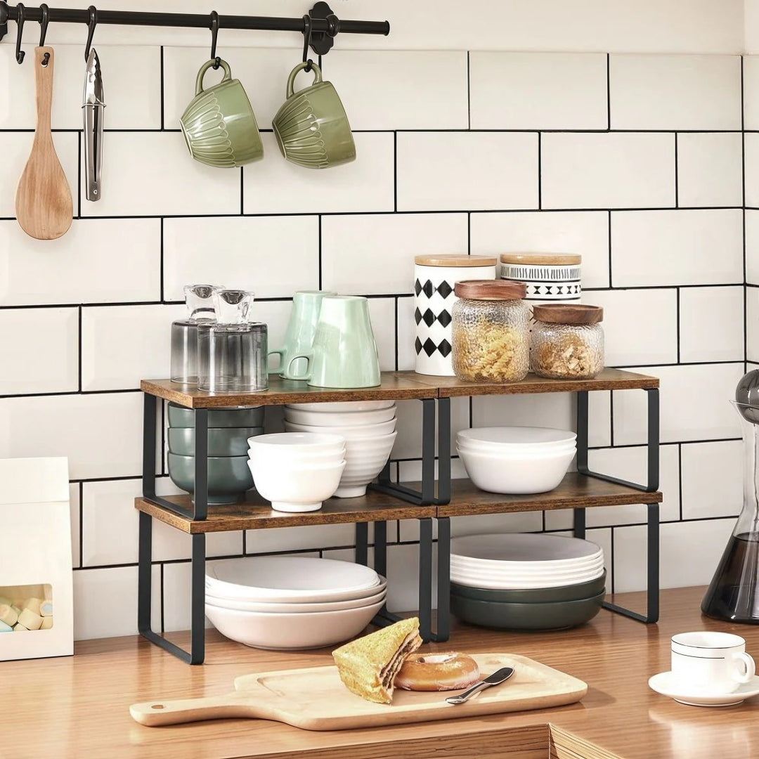 Stabelbare køkkenhylder i bambus, sæt med 4, produktvisning 30 | Noreva Home