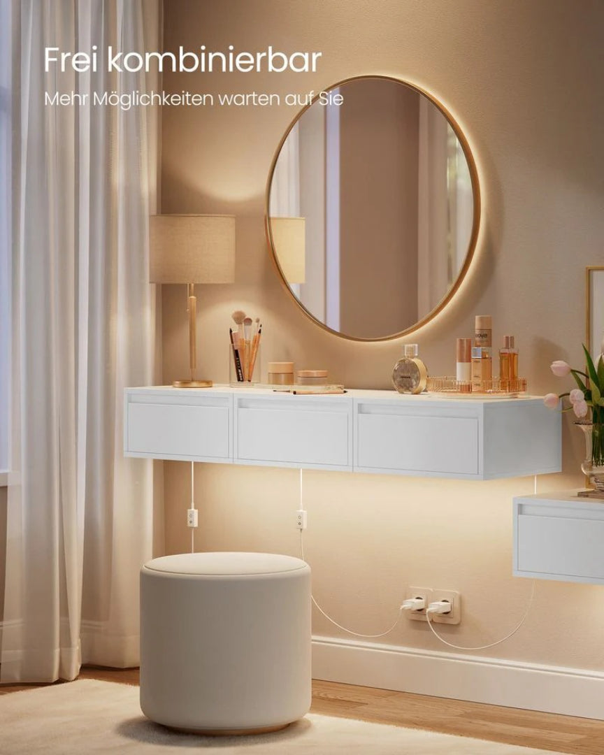Svævende LED sengebord med skuffe – produktvisning 7 | Noreva Home
