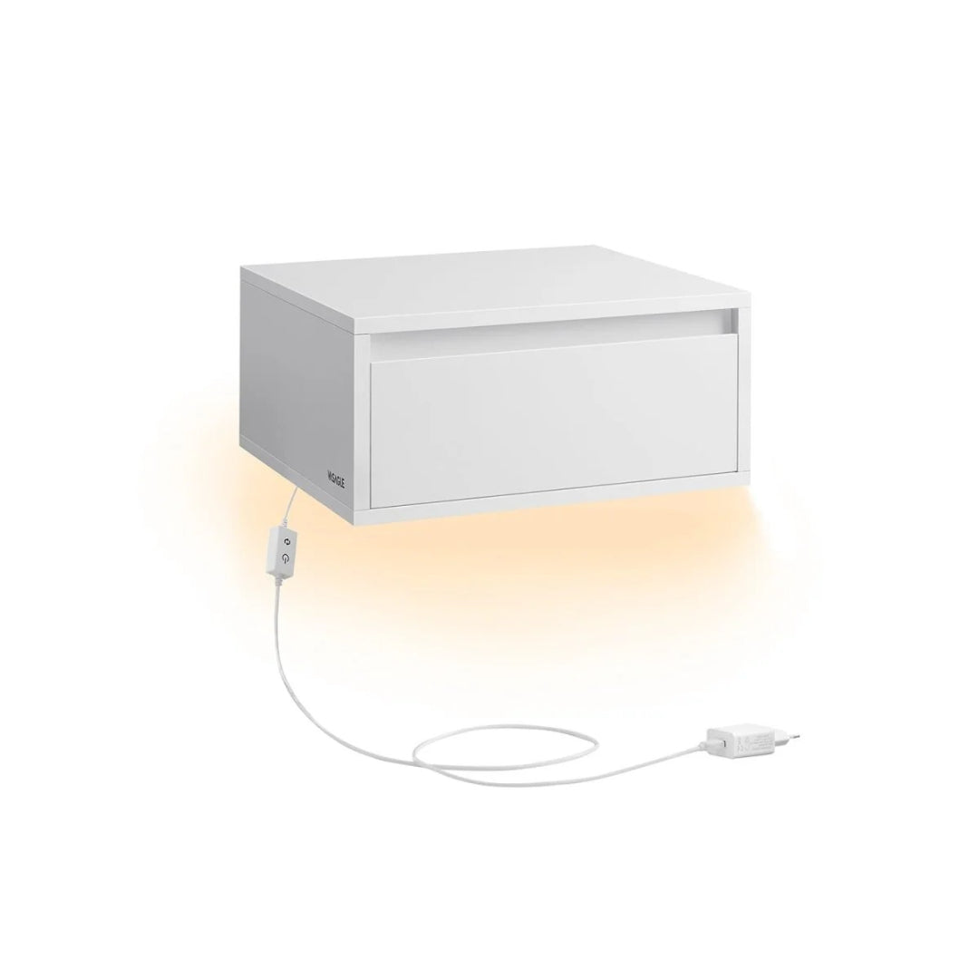 Svævende LED sengebord med skuffe – produktvisning 11 | Noreva Home