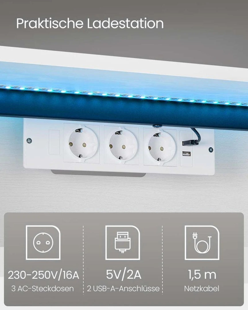Svævende TV-bord med LED-lys og stikkontakter – produktvisning 10 | Noreva Home