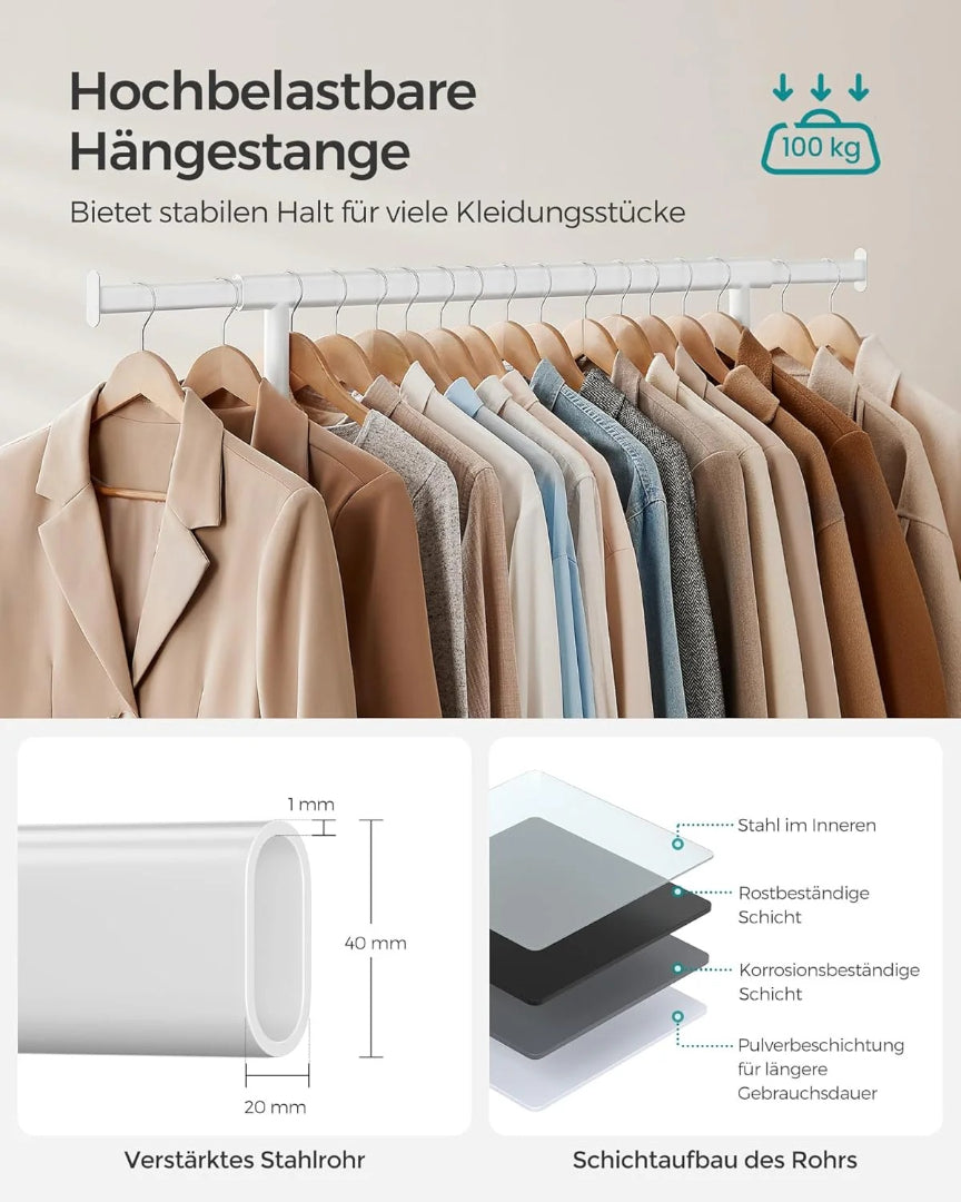 Tøjstativ på hjul – udtrækkeligt metalstativ 90 kg – produktvisning 9 | Noreva Home