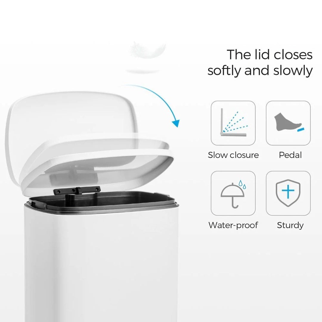 Trinbetjent skraldespand på 13 gallon i rustfrit stål med soft close-låg, produktvisning 17 | Noreva Home