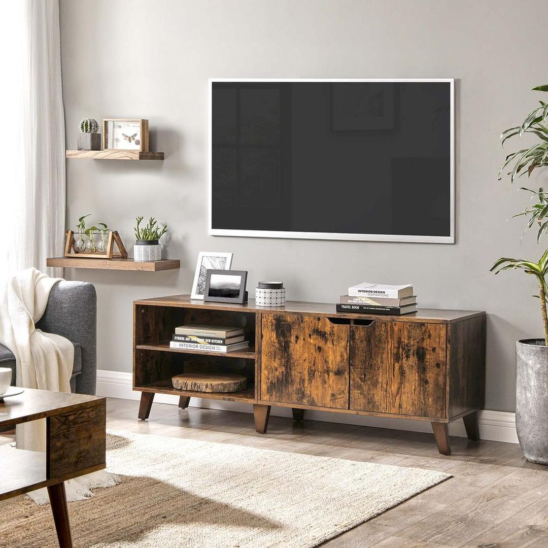TV-bord med 2 Låger – 140 × 40 × 50 cm Lavt Opbevaringsskab til Stue og Medieopbevaring – produktvisning 4 | Noreva Home