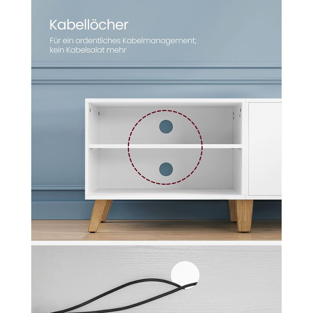 TV-bord med 2 Låger – 140 × 40 × 50 cm Lavt Opbevaringsskab til Stue og Medieopbevaring – produktvisning 15 | Noreva Home