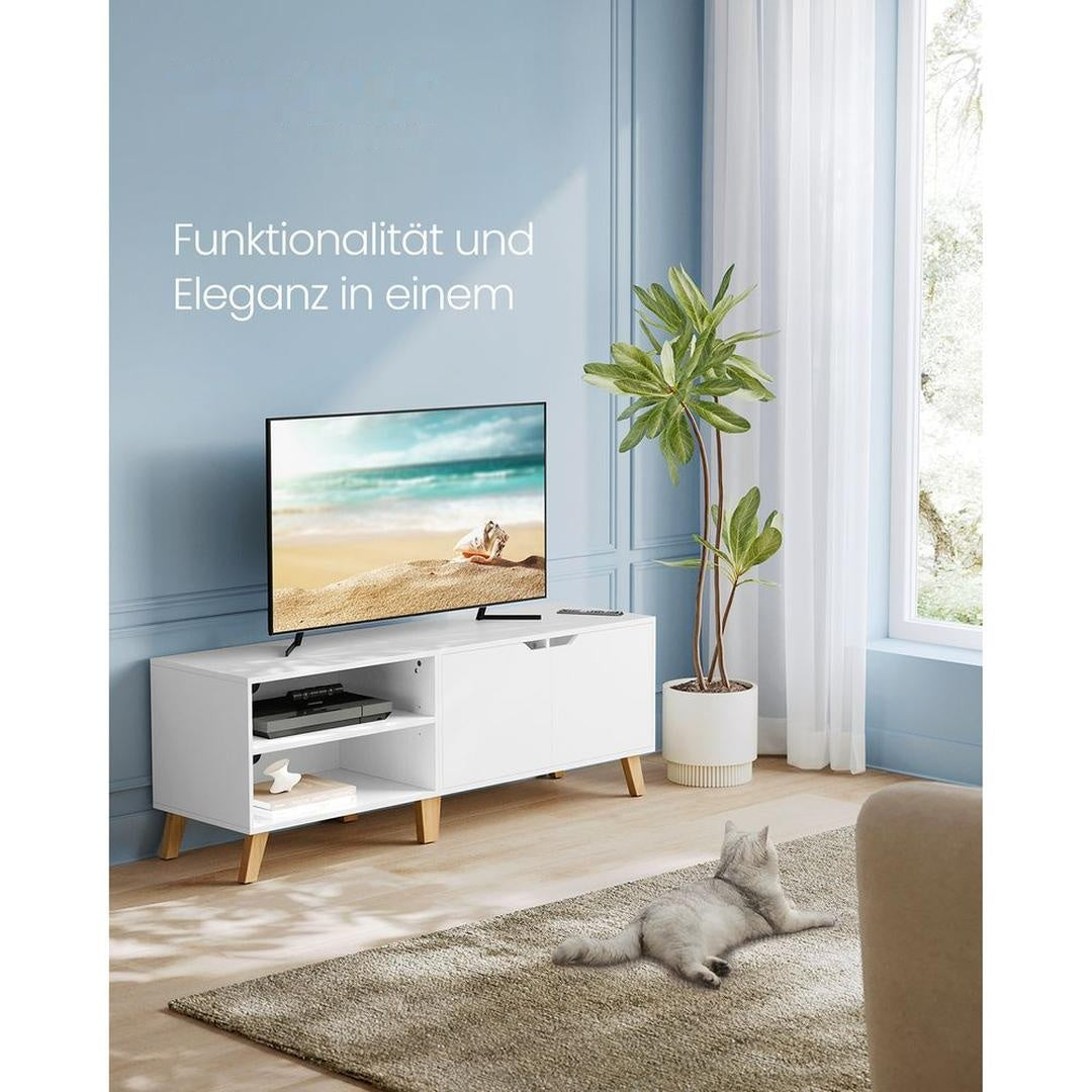 TV-bord med 2 Låger – 140 × 40 × 50 cm Lavt Opbevaringsskab til Stue og Medieopbevaring – produktvisning 16 | Noreva Home