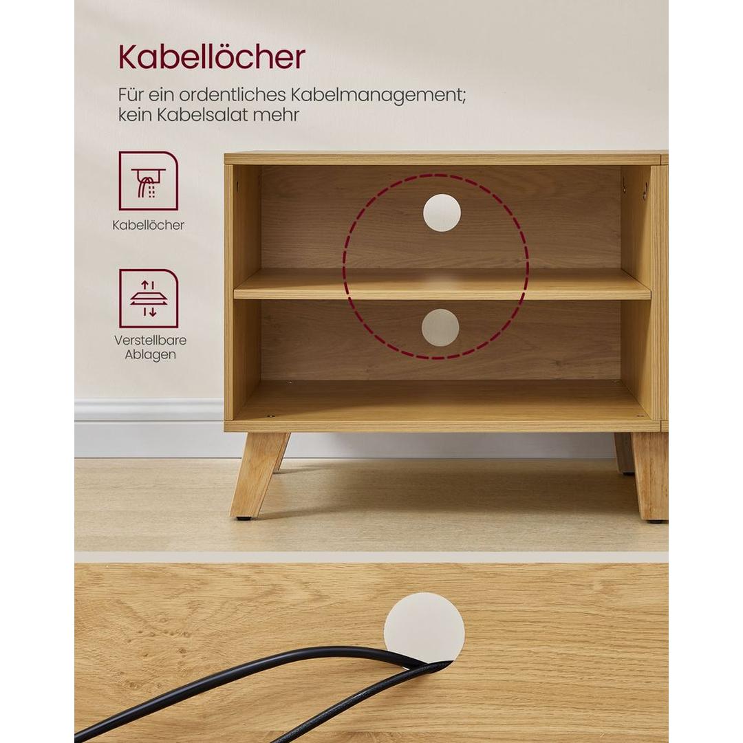 TV-bord med 2 Låger – 140 × 40 × 50 cm Lavt Opbevaringsskab til Stue og Medieopbevaring – produktvisning 20 | Noreva Home
