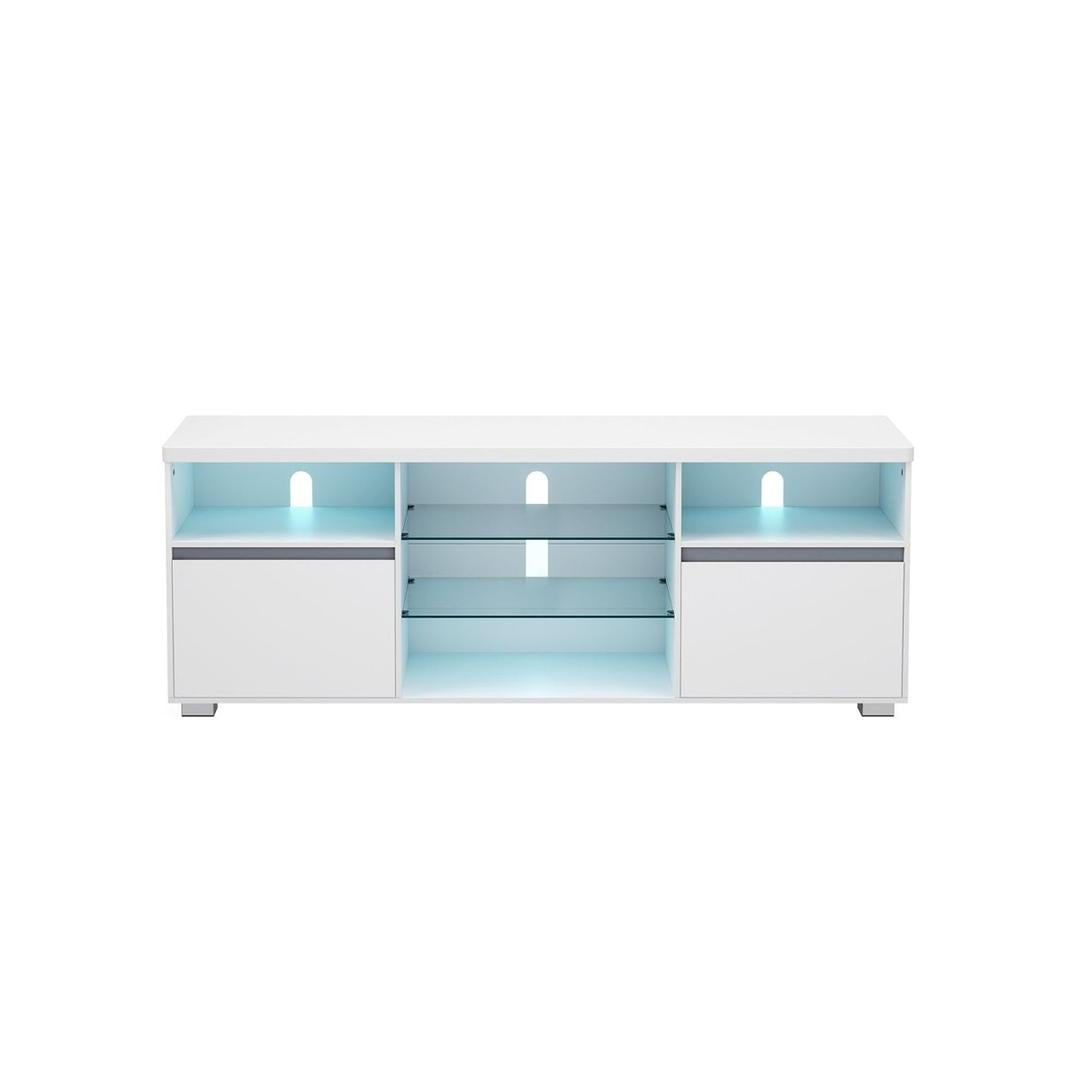 TV-bord med LED-belysning og Justerbare Opbevaringsrum – Moderne Opbevaringsskab til Stuen – produktvisning 1 | Noreva Home