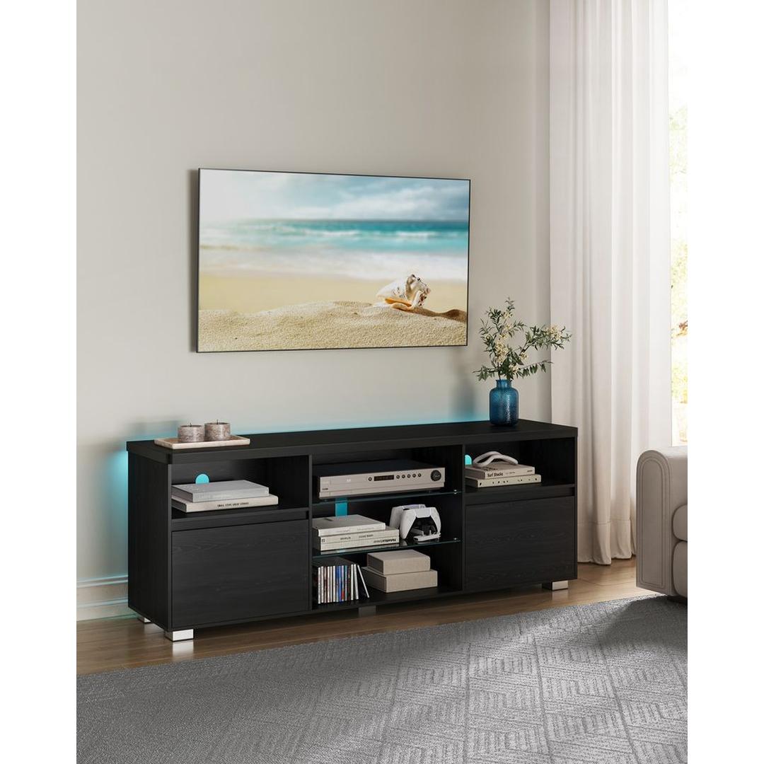 TV-bord med LED-belysning og Justerbare Opbevaringsrum – Moderne Opbevaringsskab til Stuen – produktvisning 3 | Noreva Home