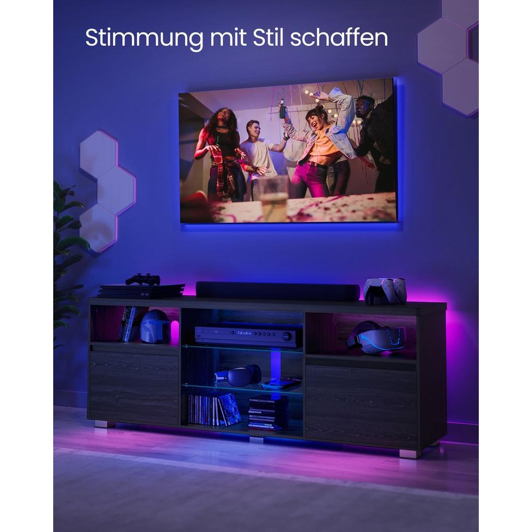 TV-bord med LED-belysning og Justerbare Opbevaringsrum – Moderne Opbevaringsskab til Stuen – produktvisning 4 | Noreva Home