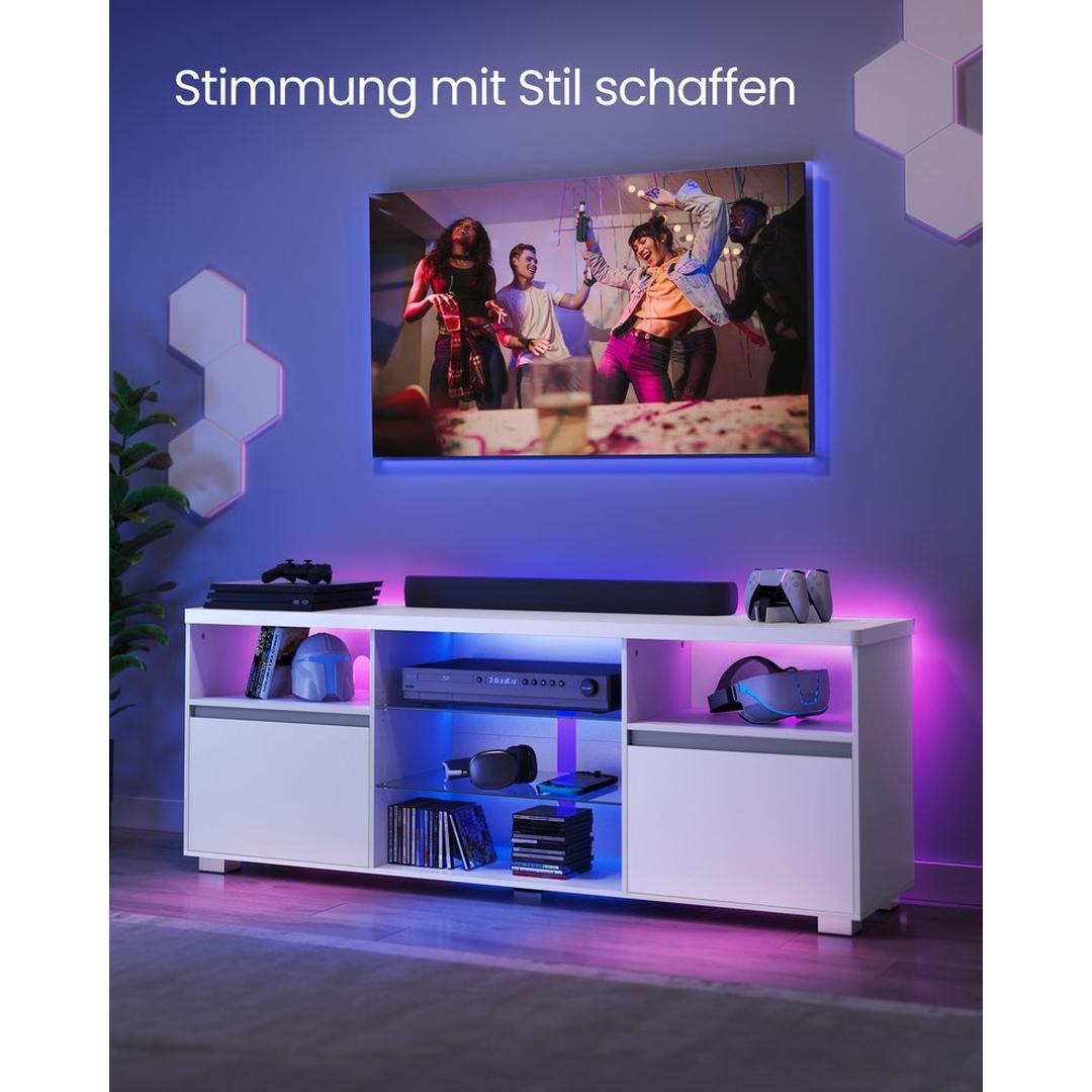 TV-bord med LED-belysning og Justerbare Opbevaringsrum – Moderne Opbevaringsskab til Stuen – produktvisning 5 | Noreva Home