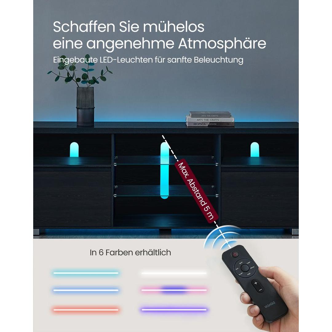 TV-bord med LED-belysning og Justerbare Opbevaringsrum – Moderne Opbevaringsskab til Stuen – produktvisning 6 | Noreva Home
