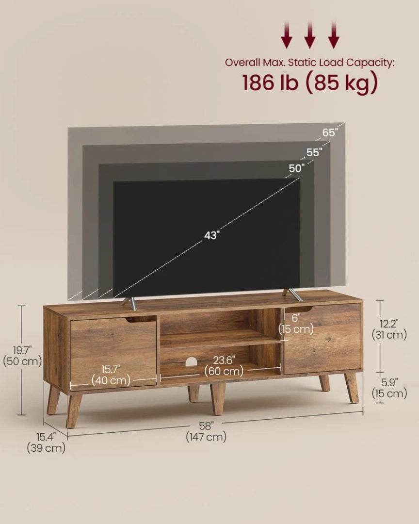 TV-bord til tv op til 65 in med skabe og justerbar hylde, produktvisning 4 | Noreva Home