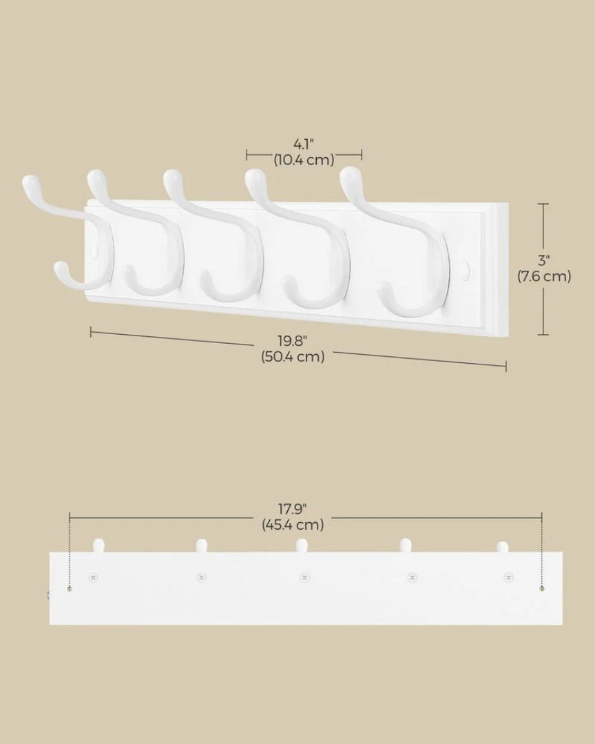 Vægmonteret knagerække med 10 kroge i MDF og zinklegering, produktvisning 6 | Noreva Home