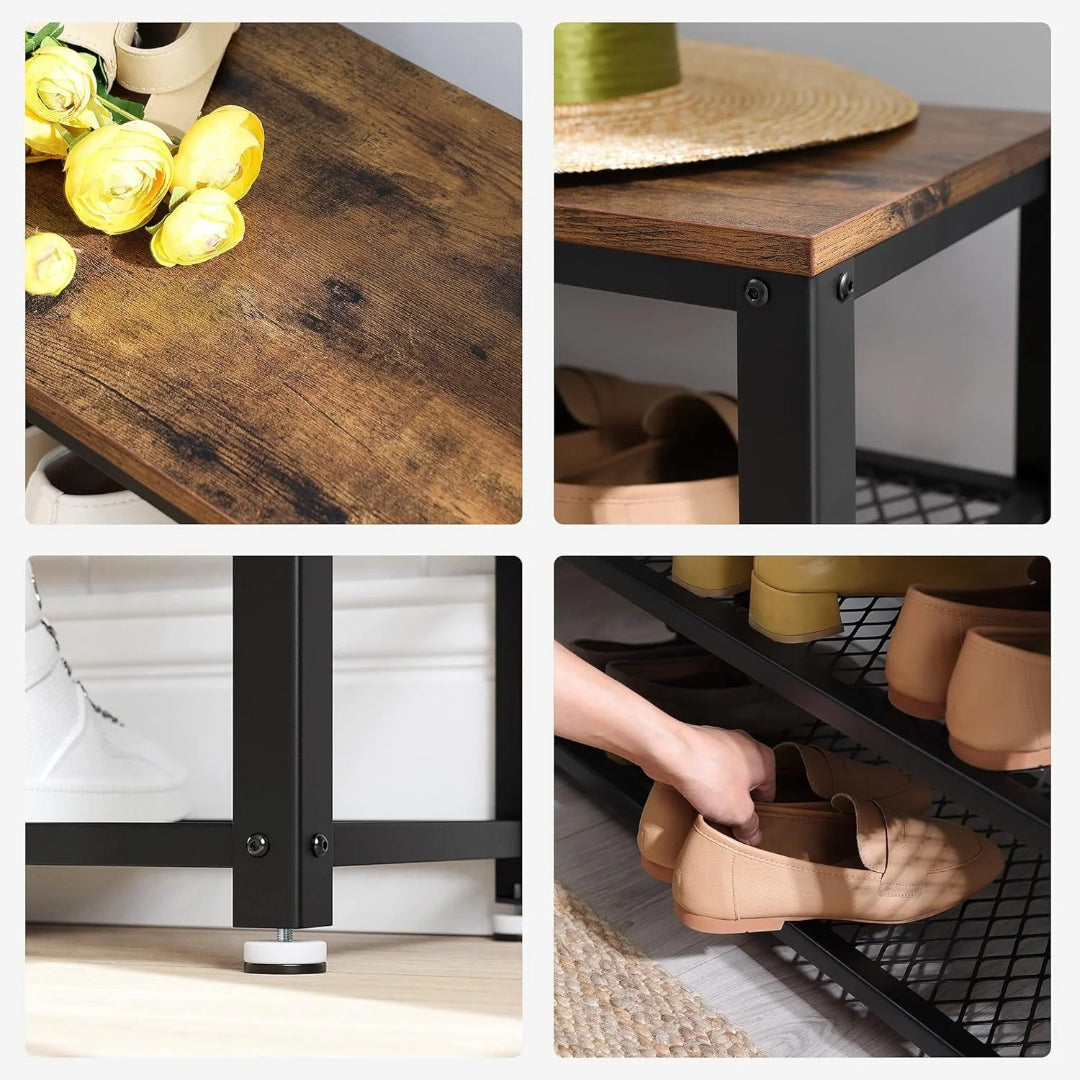 Vægmonteret knagerække og skobænk sæt i industriel stil – produktvisning 7 | Noreva Home