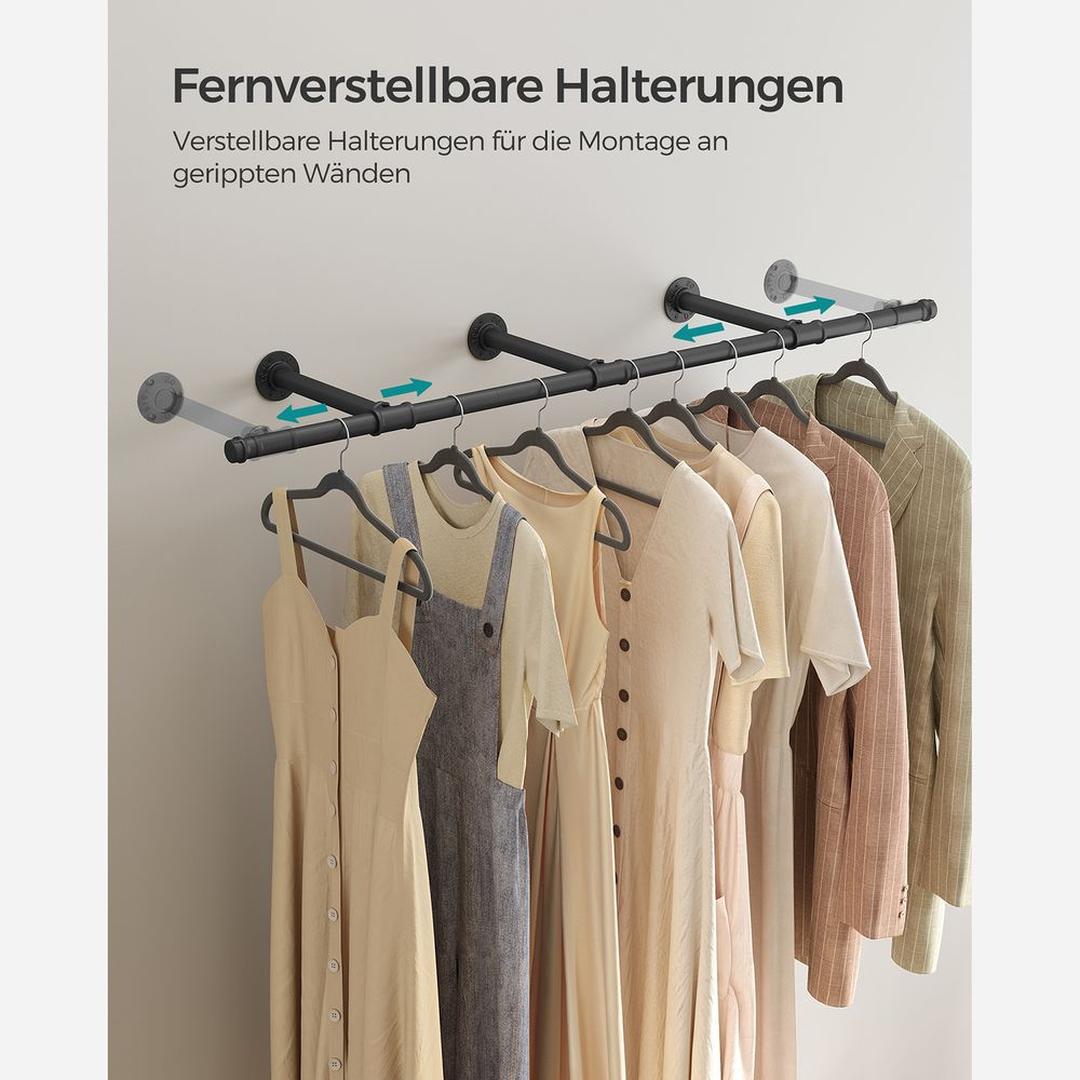 Vægmonteret Tøjstang – 170 cm Bred – Metalstang til Ophængning af Tøj og Jakker – produktvisning 7 | Noreva Home
