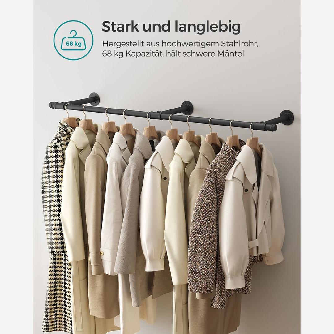 Vægmonteret Tøjstang – 170 cm Bred – Metalstang til Ophængning af Tøj og Jakker – produktvisning 8 | Noreva Home