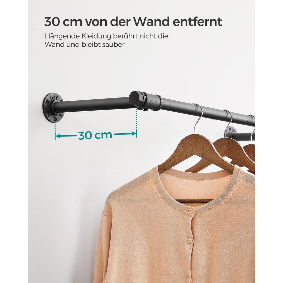 Vægmonteret Tøjstang – 170 cm Bred – Metalstang til Ophængning af Tøj og Jakker – produktvisning 17 | Noreva Home