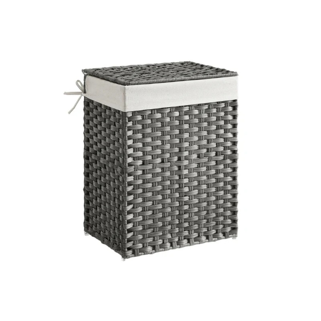 Vasketøjskurv med låg, 23,8 gallon, PP-rattan, 23,6 in høj, produktvisning 1 | Noreva Home