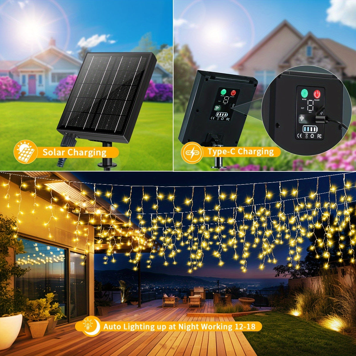 Istaplyskæde med 600 LED og solcelle, billede 13