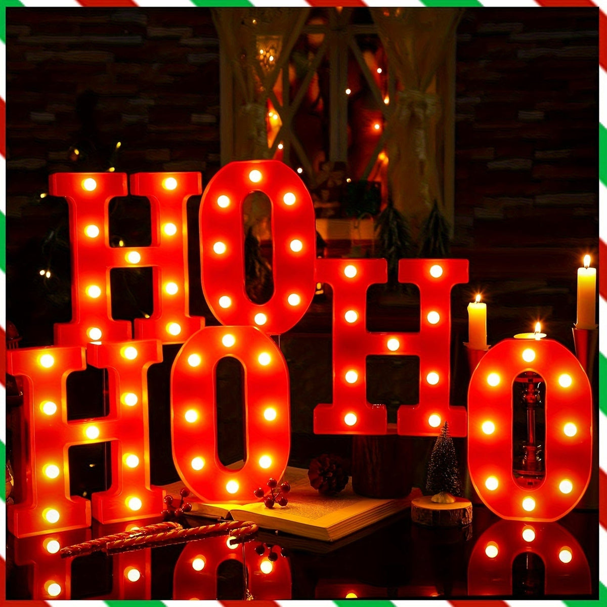 Røde lysende julebogstaver HO HO HO, billede 6