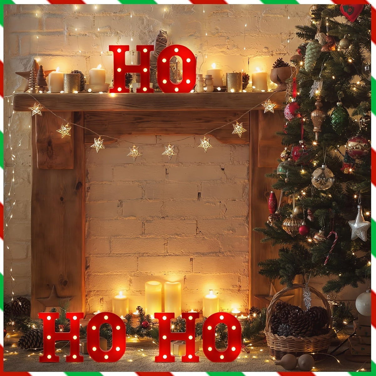 Røde lysende julebogstaver HO HO HO, billede 7
