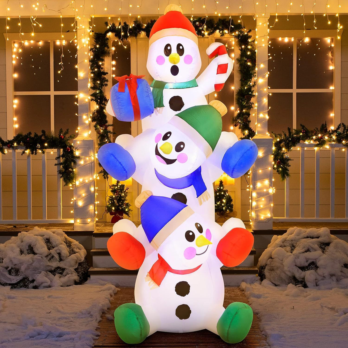 Oppustelig julefigur som snemand med LED-lys, billede 4