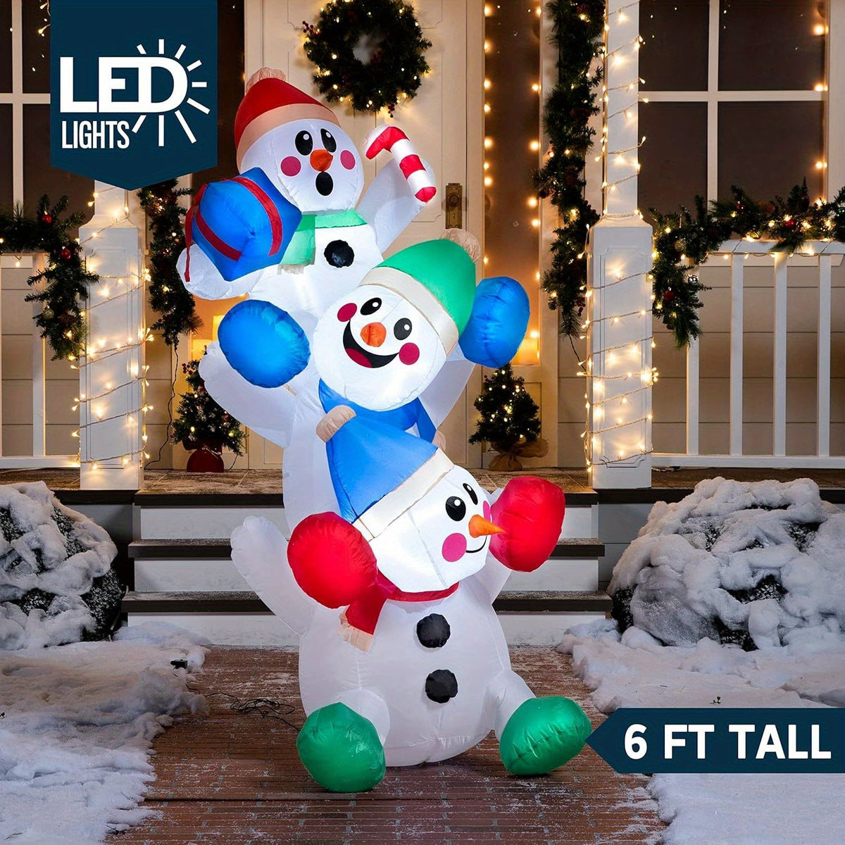 Oppustelig julefigur som snemand med LED-lys, billede 5
