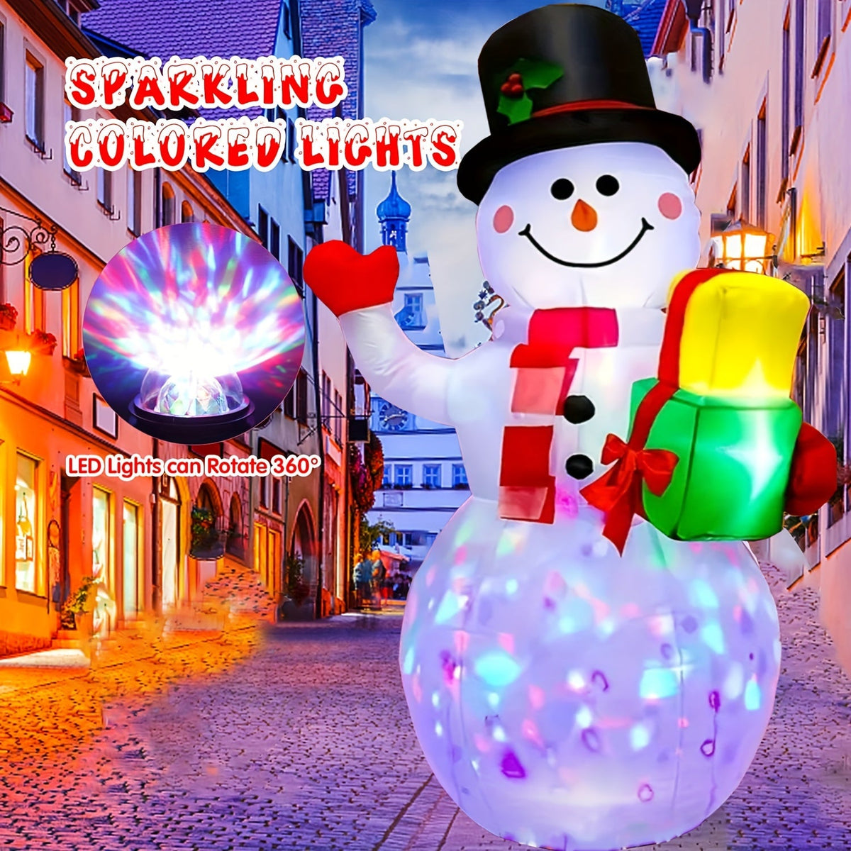 Oppustelig snemand med farveskiftende LED-lys, billede 4