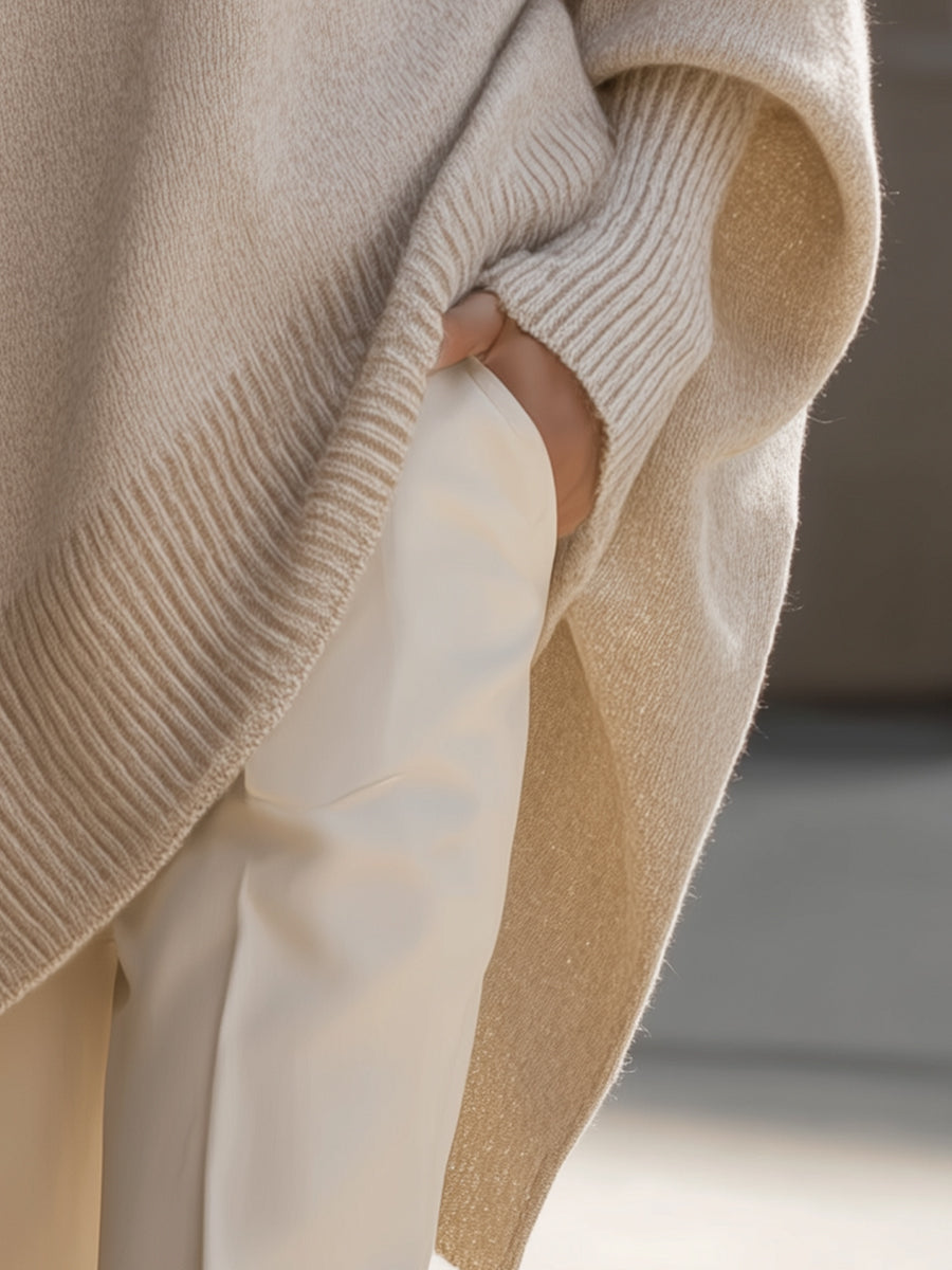 Oversized strikket dametrøje med rund hals, billede 5