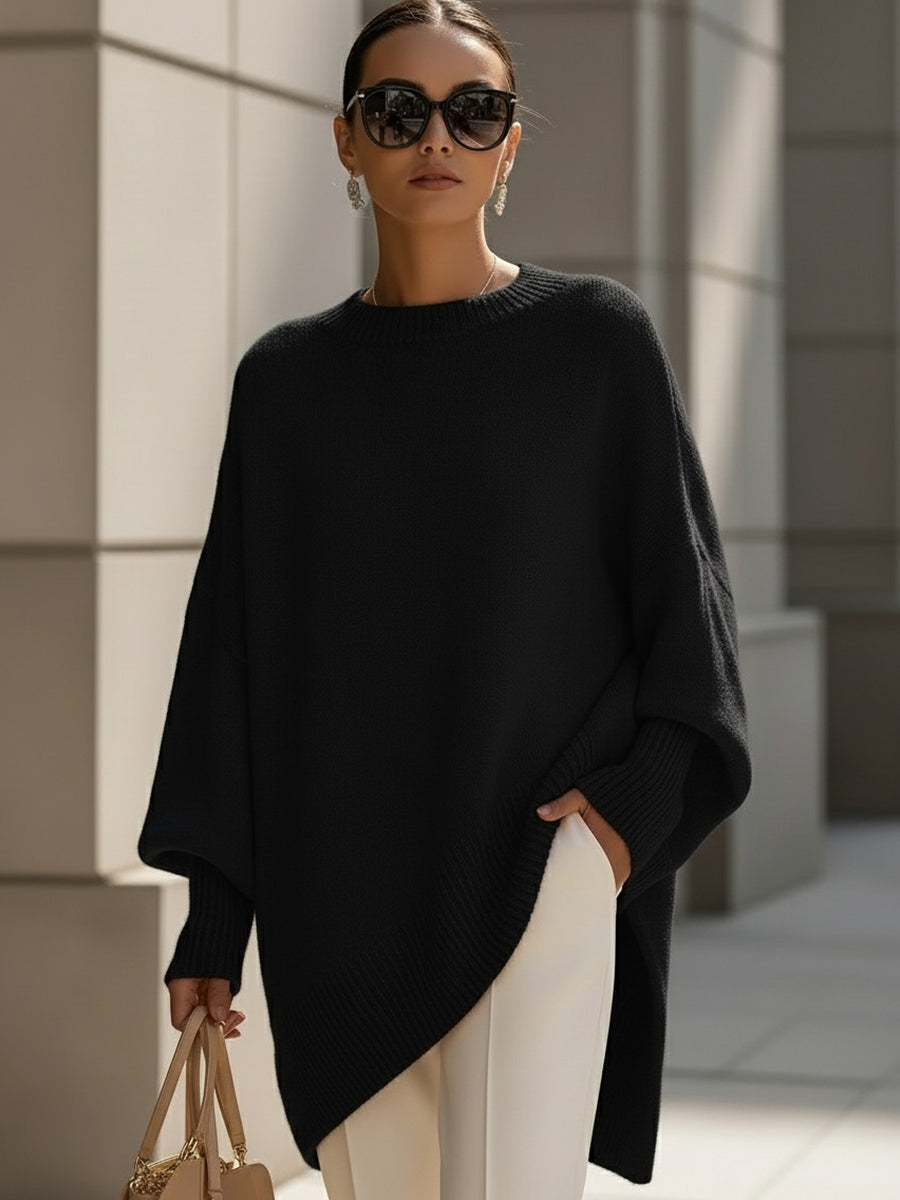 Oversized strikket dametrøje med rund hals, billede 8