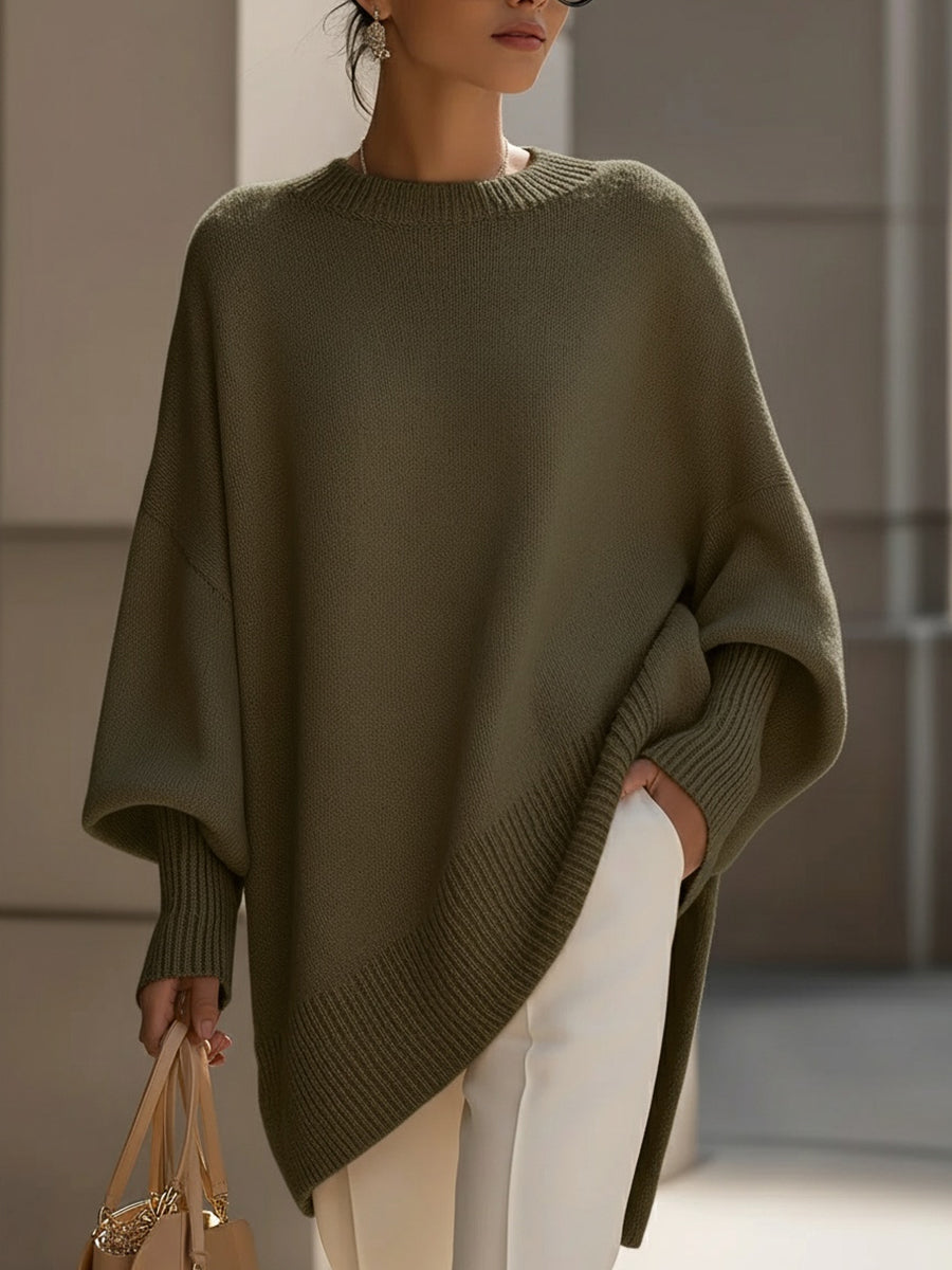 Oversized strikket dametrøje med rund hals, billede 9