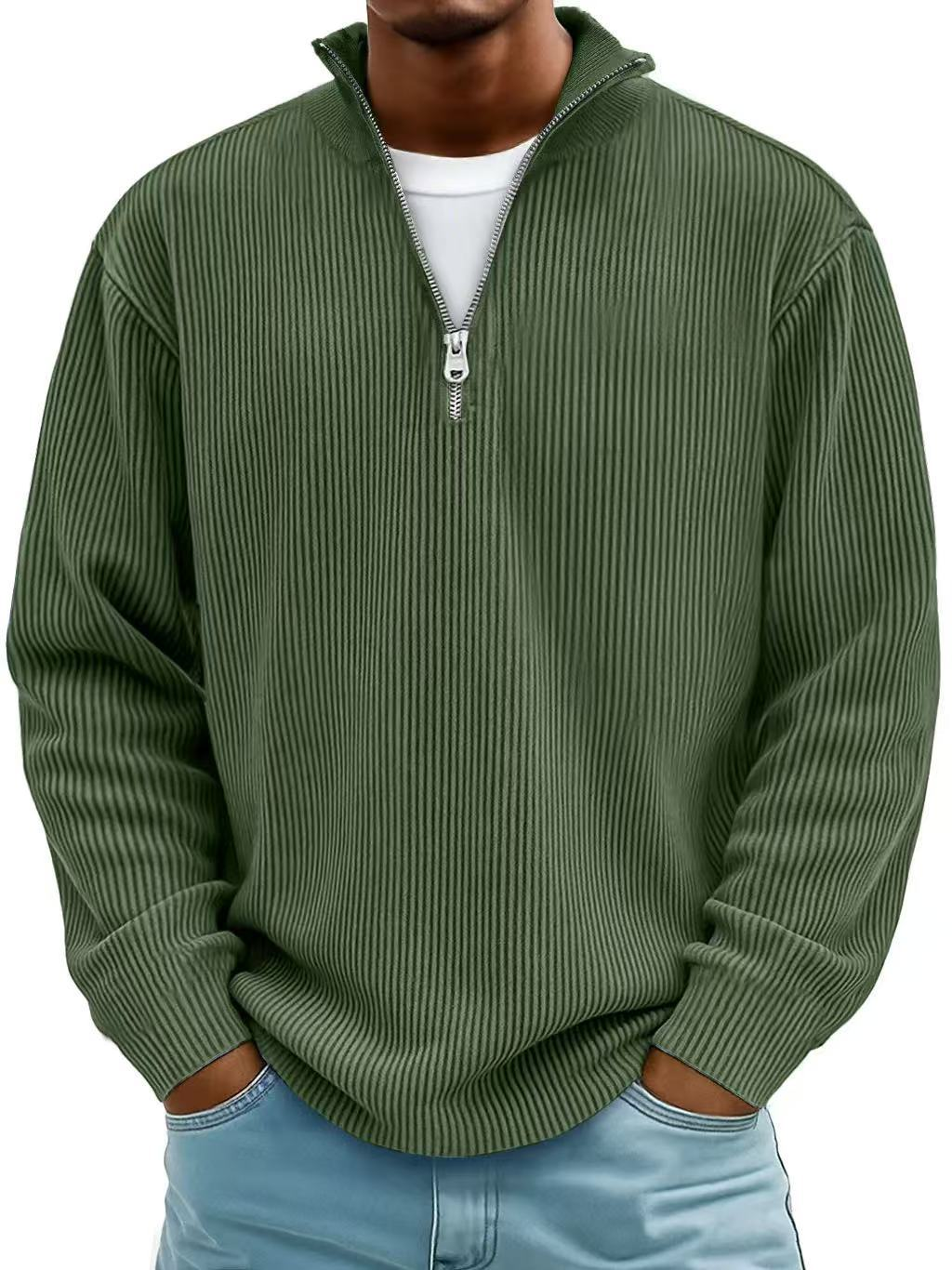 Ribstrikket herresweater med halv lynlås, billede 10