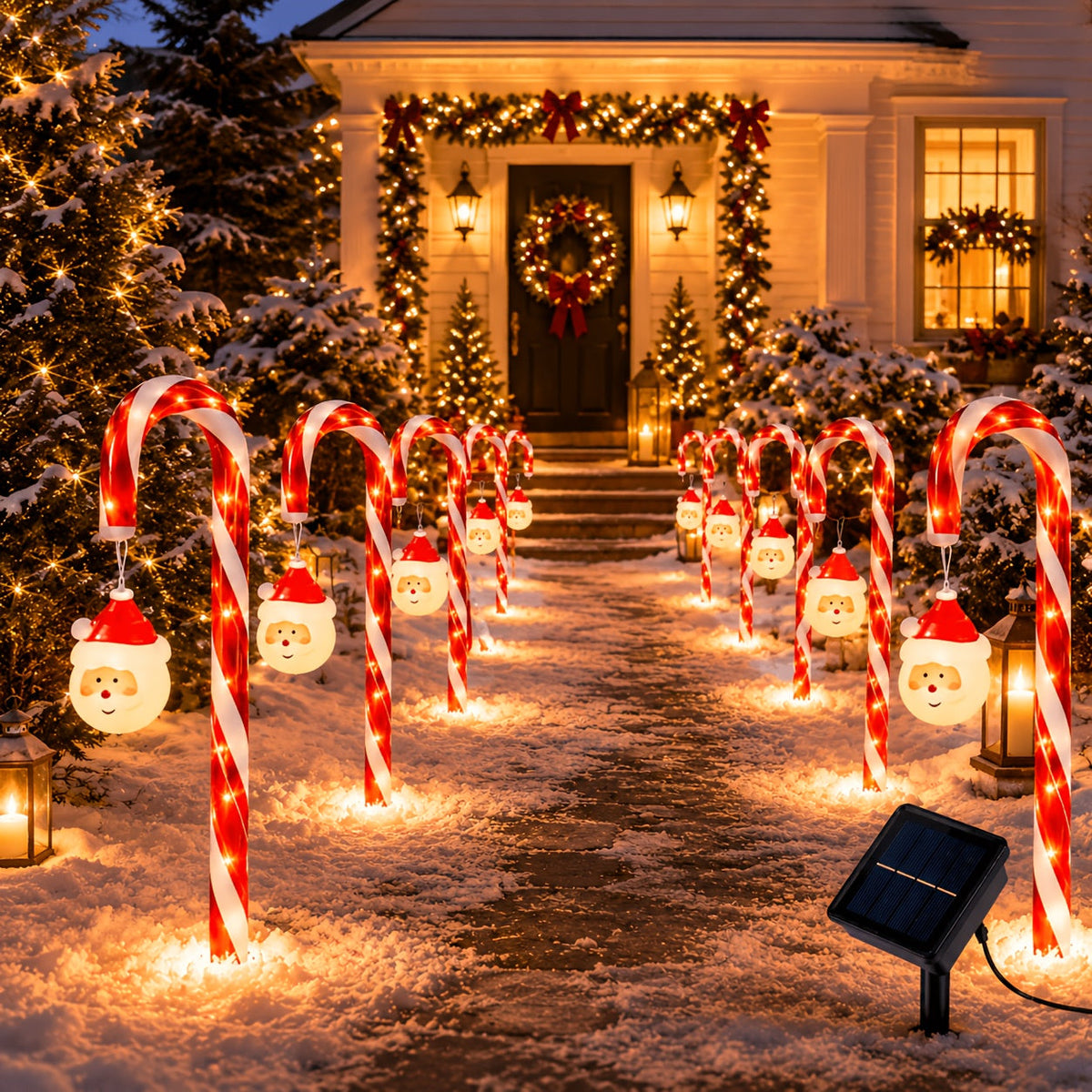 Solcelle julelys med julemand til haven, billede 4