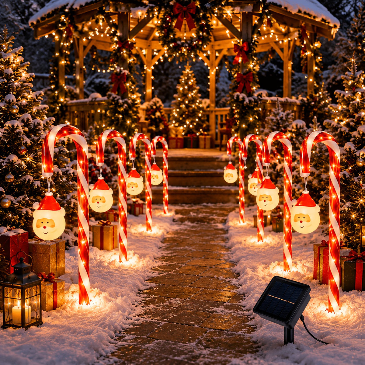 Solcelle julelys med julemand til haven, billede 10