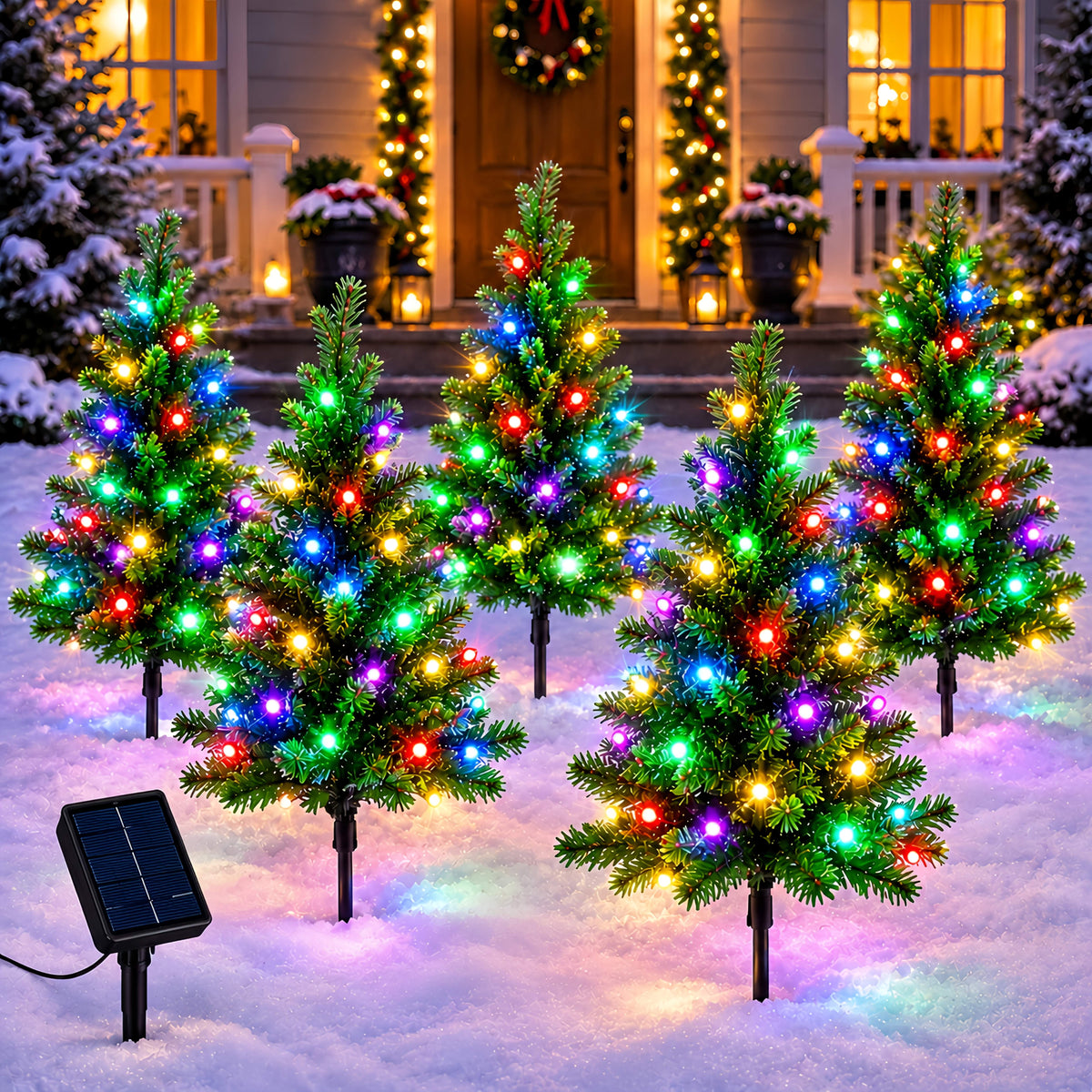 Solcellelampe formet som lille juletræ, billede 1