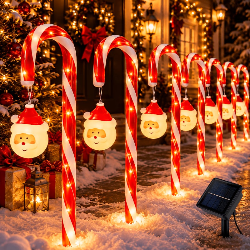 Solcellelampe formet som slikstok til jul, billede 1