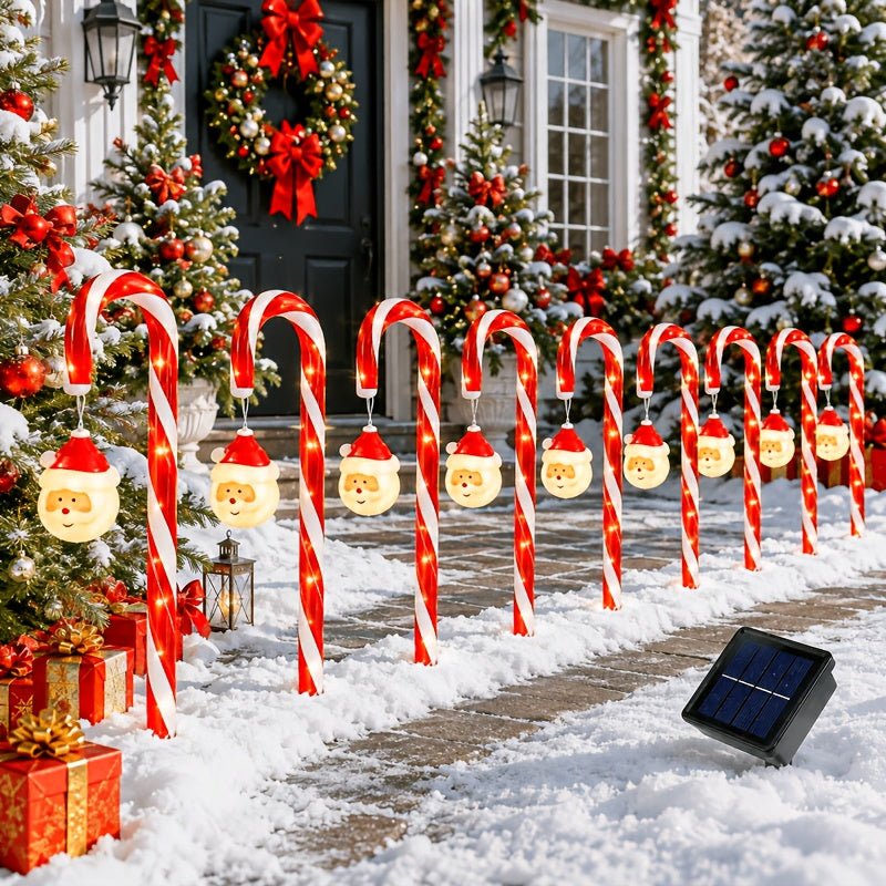 Solcellelampe formet som slikstok til jul, billede 6