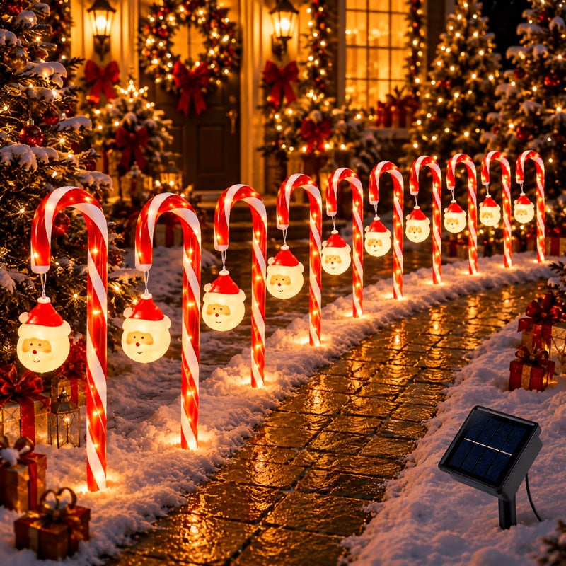 Solcellelampe formet som slikstok til jul, billede 7
