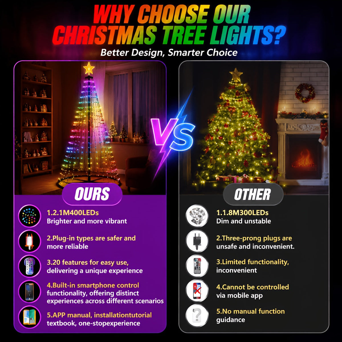 Udendørs lysende juletræ med RGB-LED, billede 7