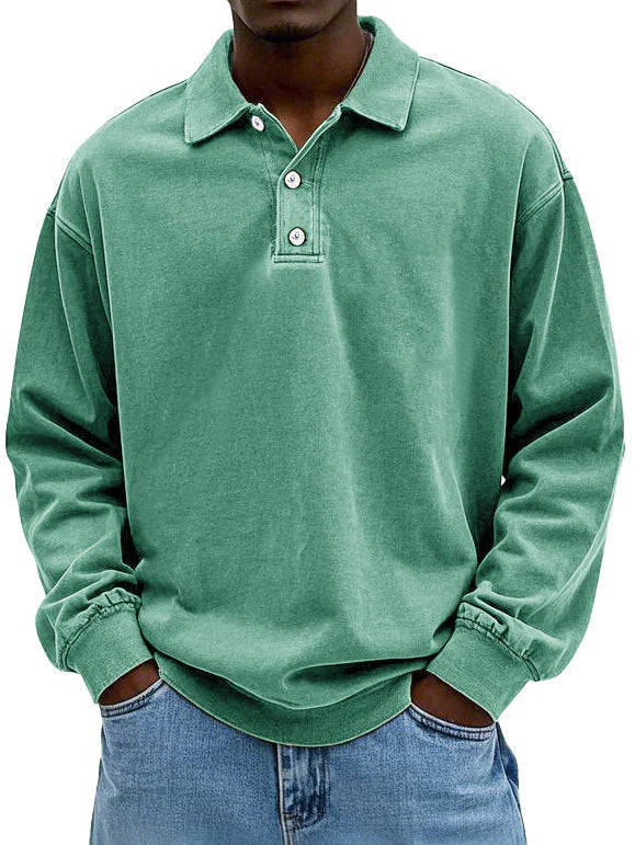 Klassisk poloshirt med lange ærmer til mænd – billede 3
