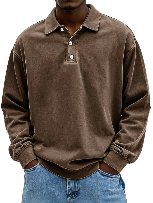 Klassisk poloshirt med lange ærmer til mænd – billede 6