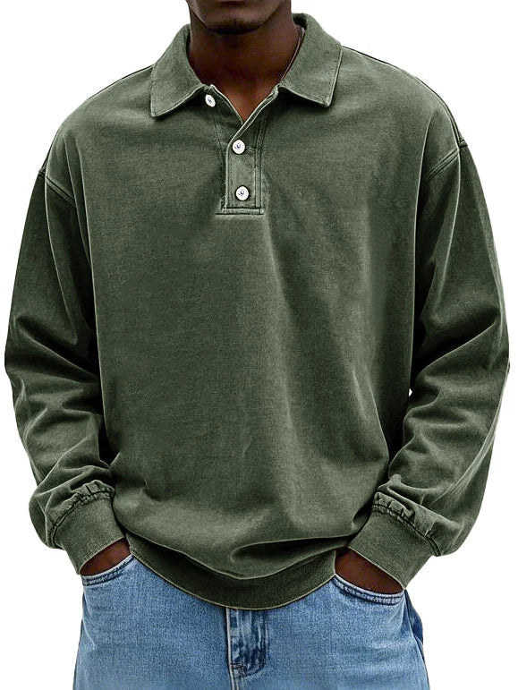 Klassisk poloshirt med lange ærmer til mænd – billede 7