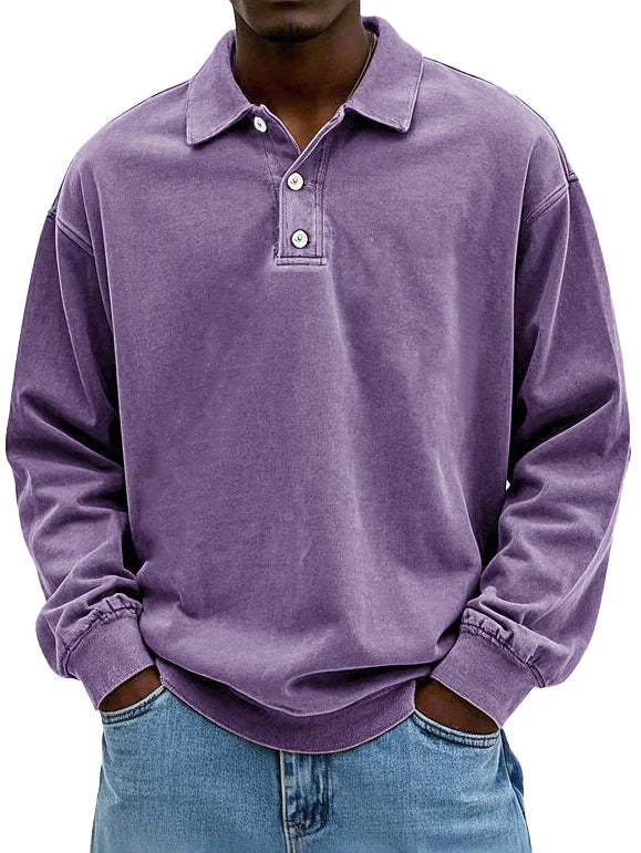 Klassisk poloshirt med lange ærmer til mænd – billede 8