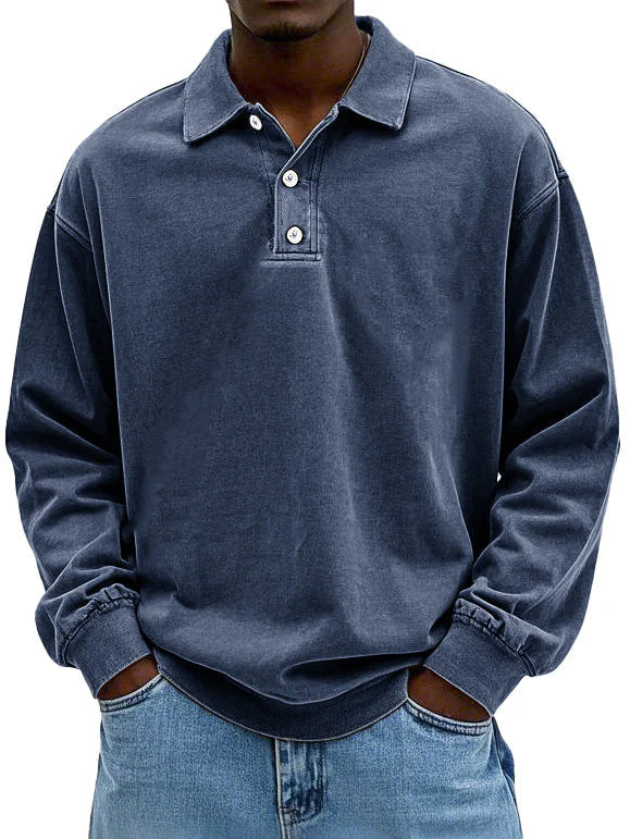 Klassisk poloshirt med lange ærmer til mænd – billede 9