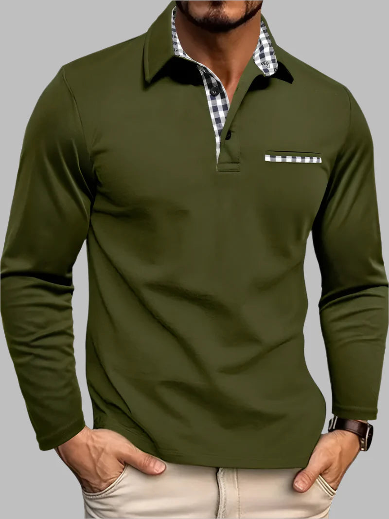 POLOHØJ langærmet poloshirt til herrer – billede 3